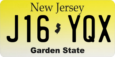 NJ license plate J16YQX