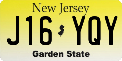 NJ license plate J16YQY
