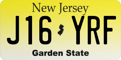 NJ license plate J16YRF