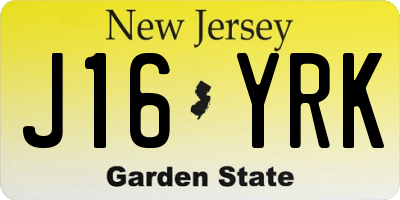 NJ license plate J16YRK