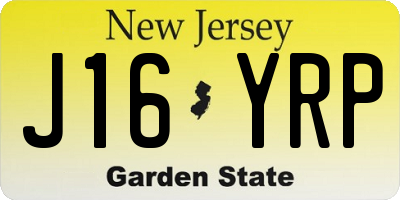 NJ license plate J16YRP