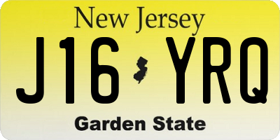 NJ license plate J16YRQ