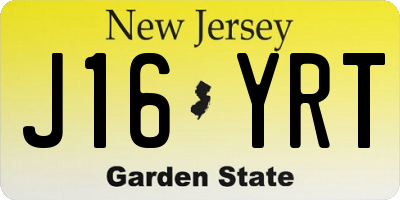 NJ license plate J16YRT