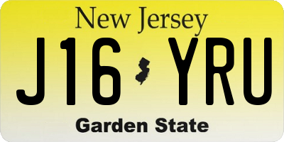 NJ license plate J16YRU
