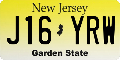 NJ license plate J16YRW
