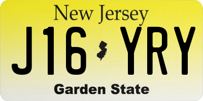 NJ license plate J16YRY