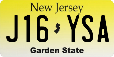 NJ license plate J16YSA