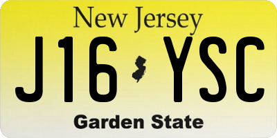 NJ license plate J16YSC