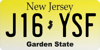 NJ license plate J16YSF