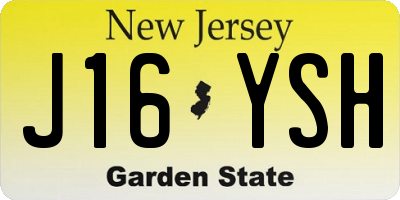 NJ license plate J16YSH