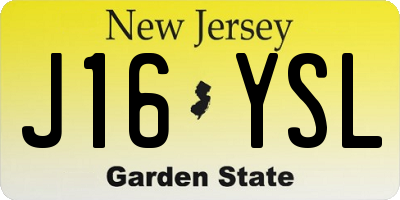 NJ license plate J16YSL