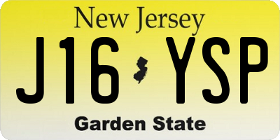 NJ license plate J16YSP