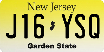 NJ license plate J16YSQ