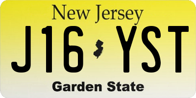 NJ license plate J16YST
