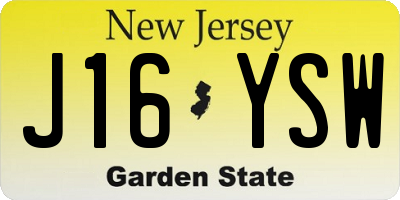NJ license plate J16YSW
