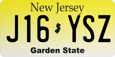 NJ license plate J16YSZ