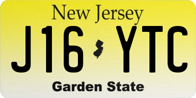 NJ license plate J16YTC