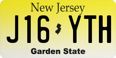 NJ license plate J16YTH