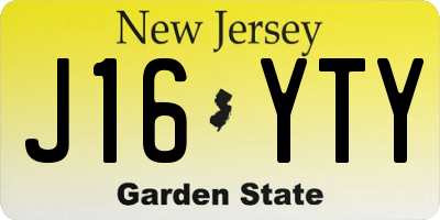 NJ license plate J16YTY