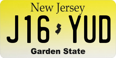NJ license plate J16YUD