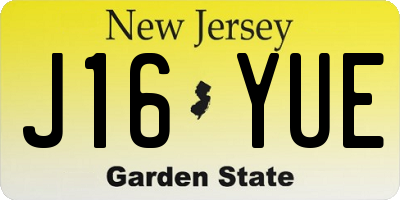NJ license plate J16YUE