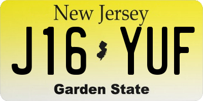 NJ license plate J16YUF