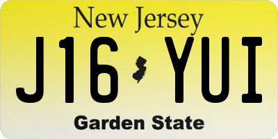 NJ license plate J16YUI