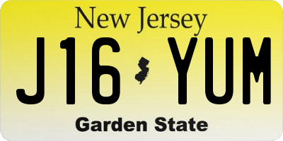 NJ license plate J16YUM