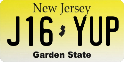 NJ license plate J16YUP