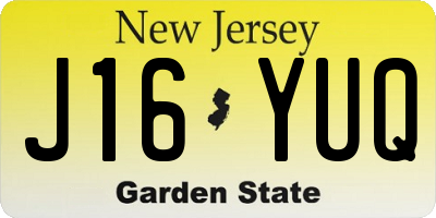 NJ license plate J16YUQ