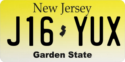 NJ license plate J16YUX