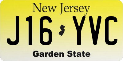 NJ license plate J16YVC