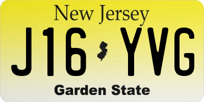NJ license plate J16YVG