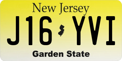 NJ license plate J16YVI