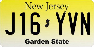 NJ license plate J16YVN