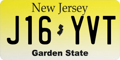 NJ license plate J16YVT