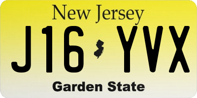 NJ license plate J16YVX