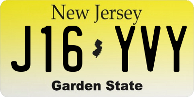 NJ license plate J16YVY