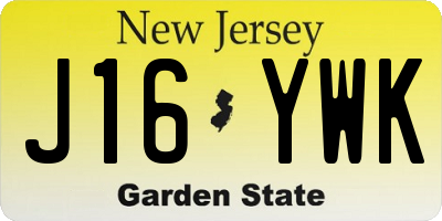 NJ license plate J16YWK