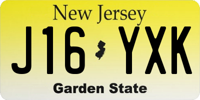 NJ license plate J16YXK