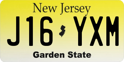 NJ license plate J16YXM