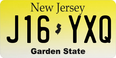 NJ license plate J16YXQ