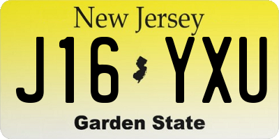 NJ license plate J16YXU
