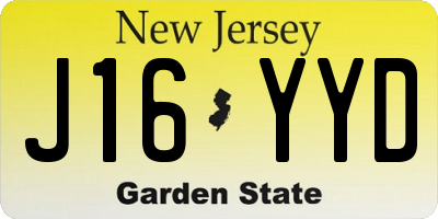 NJ license plate J16YYD