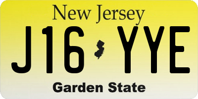 NJ license plate J16YYE