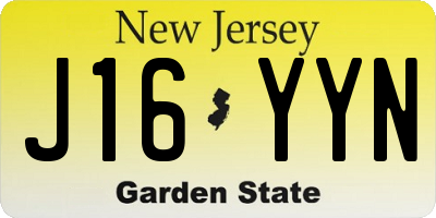 NJ license plate J16YYN
