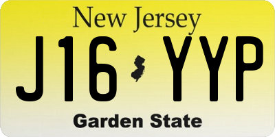 NJ license plate J16YYP