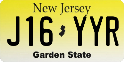 NJ license plate J16YYR