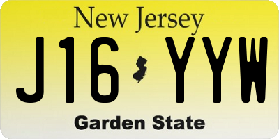 NJ license plate J16YYW