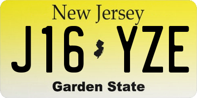 NJ license plate J16YZE